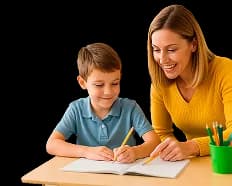 Teacher helping a student